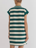 Striped Sleeveless Mini Dress - Hunter