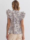 Blue Grey Toile Top