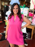Isla Textured Mini Dress - Hot Pink