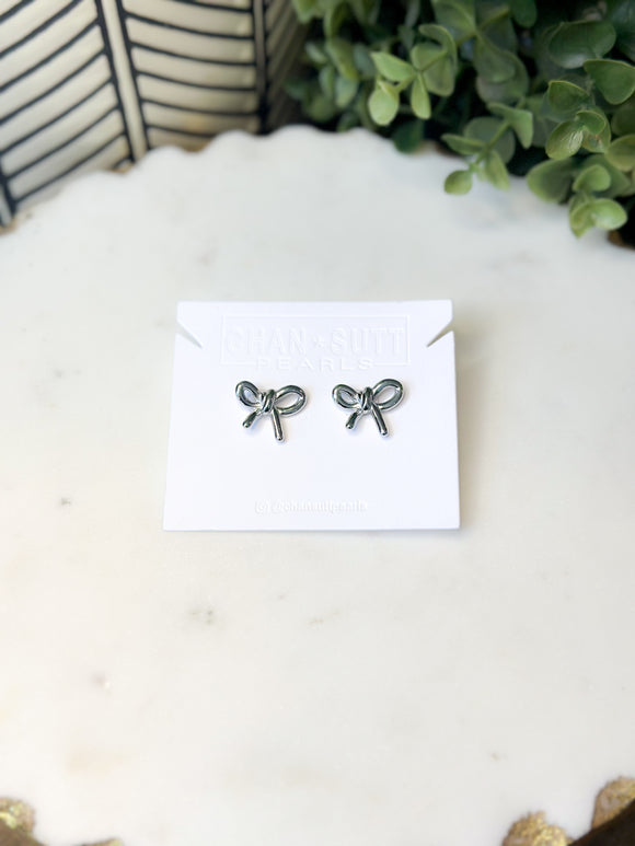 Small Bow Earrings - Silver