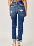 Risen: Crop Straight Jeans - Dark