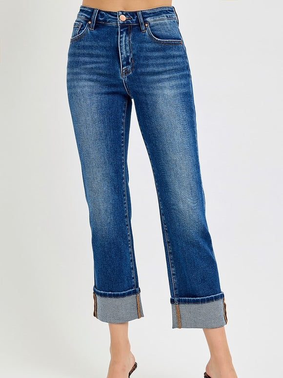 Risen: Ankle Straight Cuffed Jeans