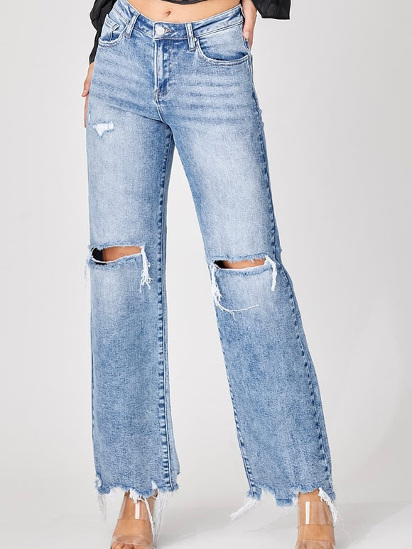 Risen: Acid Wash Wide Leg Jeans