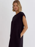 Sleeveless Textured Dress - Black