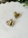 Pearl Heart Earrings - Gold