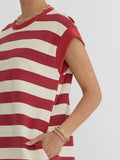 Striped Sleeveless Mini Dress - Crimson