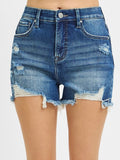 Risen: Tummy Control Dark Distressed Shorts