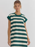 Striped Sleeveless Mini Dress - Hunter