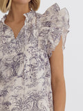 Blue Grey Toile Top