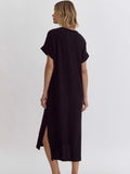 Ribbed Midi Dress - Black