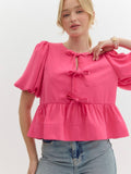 Molly Tie Top - Hot Pink