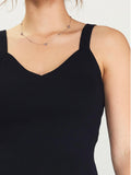 Val V-Neck Ribbed Knit Top - Black