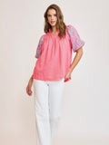 Coral Garden Embroidered Sleeve Top