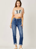 Risen: Crop Straight Jeans - Dark