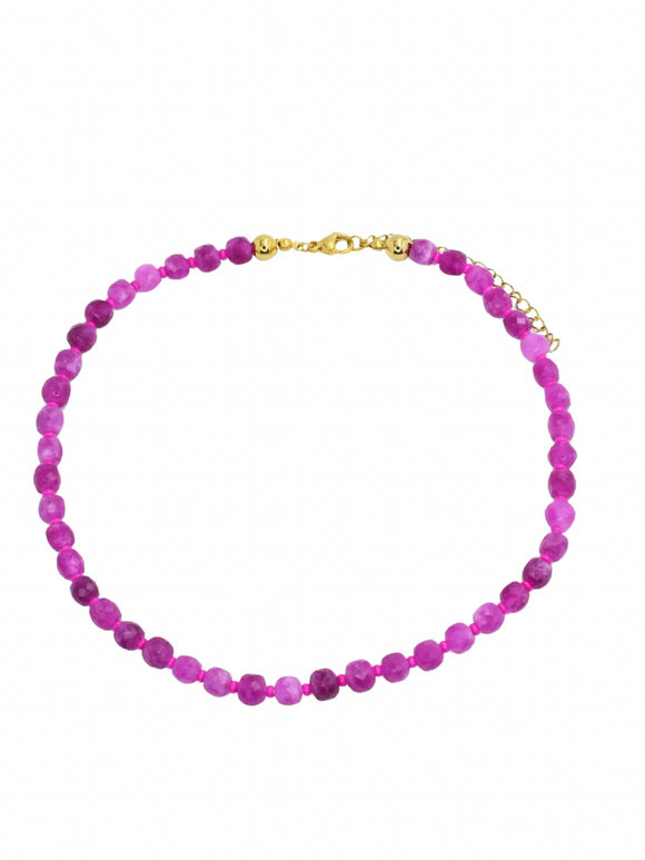 Alexis Gemstone Necklace - Fuchsia