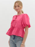 Molly Tie Top - Hot Pink