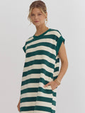 Striped Sleeveless Mini Dress - Hunter