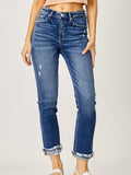 Risen: Crop Straight Jeans - Dark