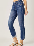 Risen: Crop Straight Jeans - Dark