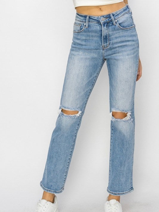 Risen: Ankle Slim Straight Jeans