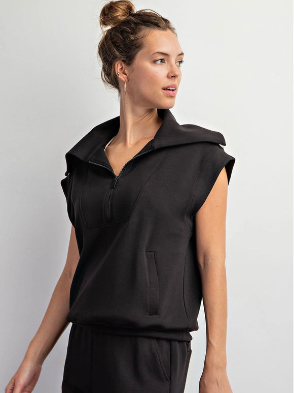 Luxe Essentials Sleeveless Pullover - Black