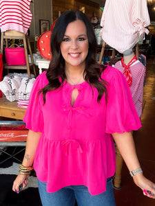 Molly Tie Top - Hot Pink