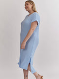 Ribbed Midi Dress - Light Blue