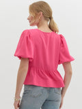 Molly Tie Top - Hot Pink