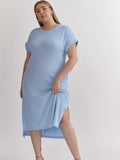 Ribbed Midi Dress - Light Blue