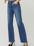 Risen: High Rise Dark Wash Straight Jeans