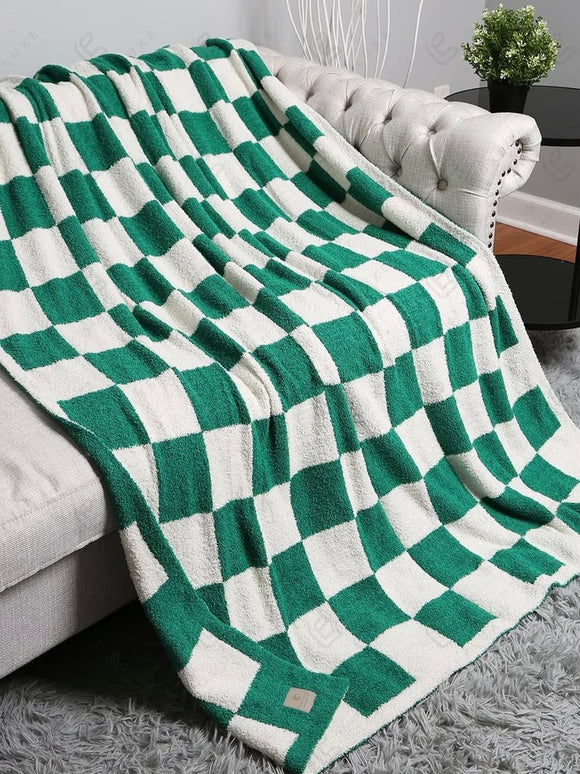 Better than Dreams Blanket - Green & White Checker