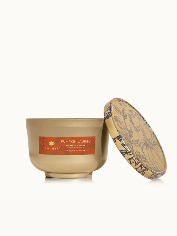 Thymes: Pumpkin Laurel Poured Candle Tin
