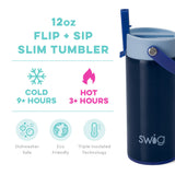Swig Flip + Sip Slim Tumbler (12oz) - Blue Tide