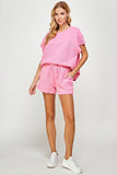 Textured Lounge Shorts Set - Pink